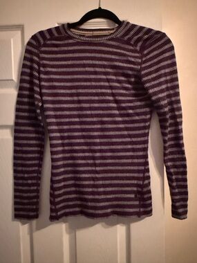 Smartwool Purple and White Striped Women's Long Sleeve Top